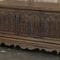 19th Century Gothic Revival Carved Oak Trunk with Hand-Forged Ironwork