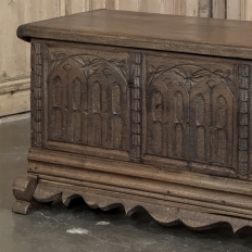 19th Century Gothic Revival Carved Oak Trunk with Hand-Forged Ironwork