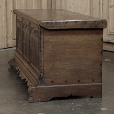 19th Century Gothic Revival Carved Oak Trunk with Hand-Forged Ironwork