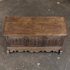 19th Century Gothic Revival Carved Oak Trunk with Hand-Forged Ironwork