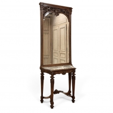 19th Century French Louis XIV Marble Top Console with Mirror