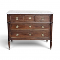 Antique French Louis XVI Mahogany Commode with Carrara Marble