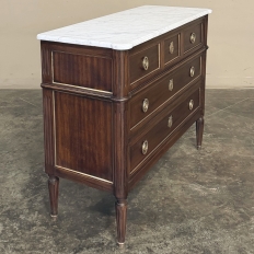 Antique French Louis XVI Mahogany Commode with Carrara Marble