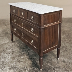 Antique French Louis XVI Mahogany Commode with Carrara Marble