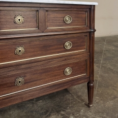 Antique French Louis XVI Mahogany Commode with Carrara Marble