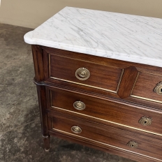 Antique French Louis XVI Mahogany Commode with Carrara Marble
