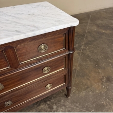 Antique French Louis XVI Mahogany Commode with Carrara Marble