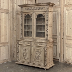 19th Century French Renaissance Hunt Stripped Oak Bookcase