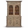 19th Century French Renaissance Hunt Stripped Oak Bookcase