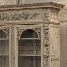 19th Century French Renaissance Hunt Stripped Oak Bookcase