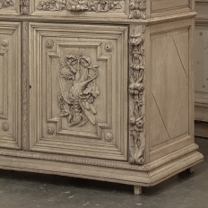 19th Century French Renaissance Hunt Stripped Oak Bookcase