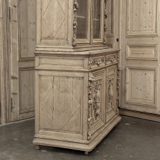 19th Century French Renaissance Hunt Stripped Oak Bookcase