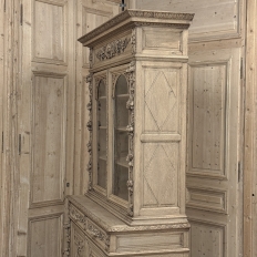 19th Century French Renaissance Hunt Stripped Oak Bookcase