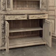 19th Century French Renaissance Hunt Stripped Oak Bookcase