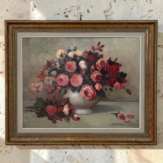 Dutch Still Life of Garden Roses in an Ironstone Tureen by L. Snijders, Dated 1973