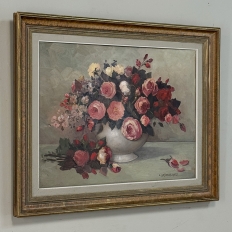 Dutch Still Life of Garden Roses in an Ironstone Tureen by L. Snijders, Dated 1973