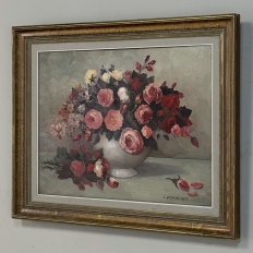 Dutch Still Life of Garden Roses in an Ironstone Tureen by L. Snijders, Dated 1973