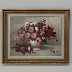 Dutch Still Life of Garden Roses in an Ironstone Tureen by L. Snijders, Dated 1973