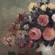 Dutch Still Life of Garden Roses in an Ironstone Tureen by L. Snijders, Dated 1973