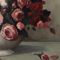 Dutch Still Life of Garden Roses in an Ironstone Tureen by L. Snijders, Dated 1973