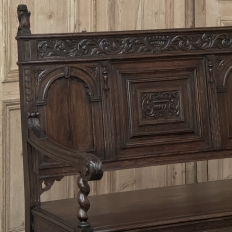 19th Century Dutch Carved Oak Renaissance Revival Bench