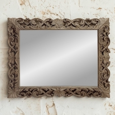 Antique French Louis XIV Baroque Stripped Hand-Carved Wood Mirror