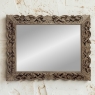 Antique French Louis XIV Baroque Stripped Hand-Carved Wood Mirror