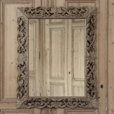 Antique French Louis XIV Baroque Stripped Hand-Carved Wood Mirror