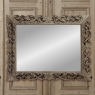 Antique French Louis XIV Baroque Stripped Hand-Carved Wood Mirror