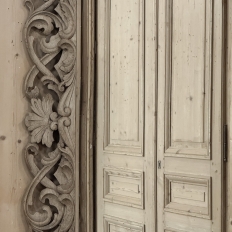 Antique French Louis XIV Baroque Stripped Hand-Carved Wood Mirror