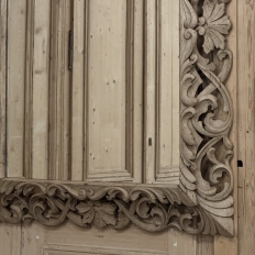 Antique French Louis XIV Baroque Stripped Hand-Carved Wood Mirror