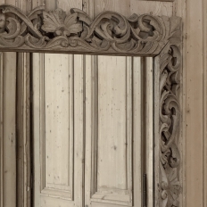 Antique French Louis XIV Baroque Stripped Hand-Carved Wood Mirror