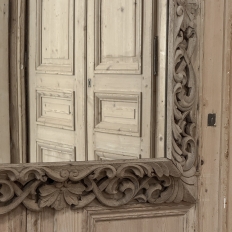 Antique French Louis XIV Baroque Stripped Hand-Carved Wood Mirror