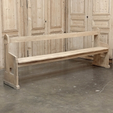 19th Century Gothic Revival Stripped Oak Church Bench