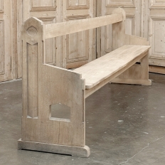 19th Century Gothic Revival Stripped Oak Church Bench