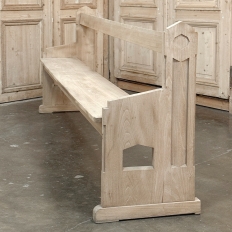 19th Century Gothic Revival Stripped Oak Church Bench