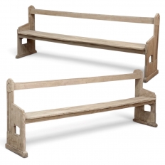 19th Century Gothic Revival Stripped Oak Church Bench