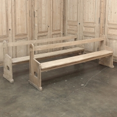 19th Century Gothic Revival Stripped Oak Church Bench
