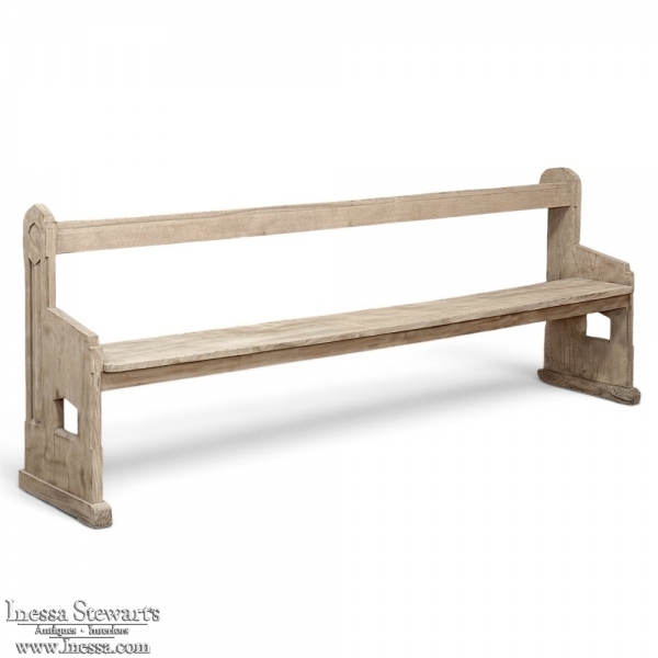 19th Century Gothic Revival Stripped Oak Church Bench