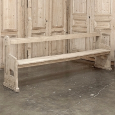 19th Century Gothic Revival Stripped Oak Church Bench