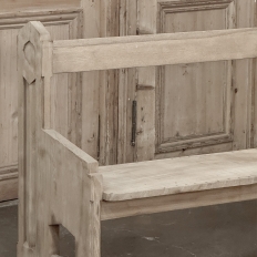 19th Century Gothic Revival Stripped Oak Church Bench