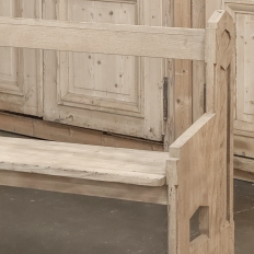 19th Century Gothic Revival Stripped Oak Church Bench