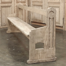 19th Century Gothic Revival Stripped Oak Church Bench