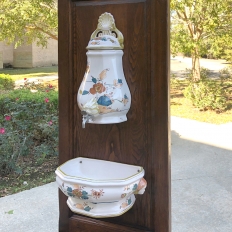 19th Century Country French Fountain with Porcelain Reservoir & Basin