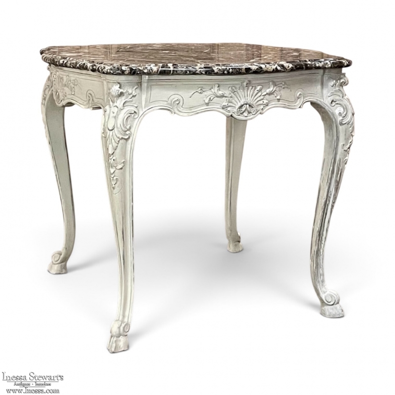 19th Century French Regence Painted Marble Top Table