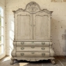18th Century Dutch Baroque Stripped Oak Linen Press