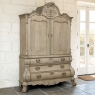 18th Century Dutch Baroque Stripped Oak Linen Press