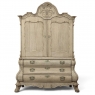 18th Century Dutch Baroque Stripped Oak Linen Press