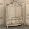 18th Century Dutch Baroque Stripped Oak Linen Press