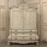 18th Century Dutch Baroque Stripped Oak Linen Press